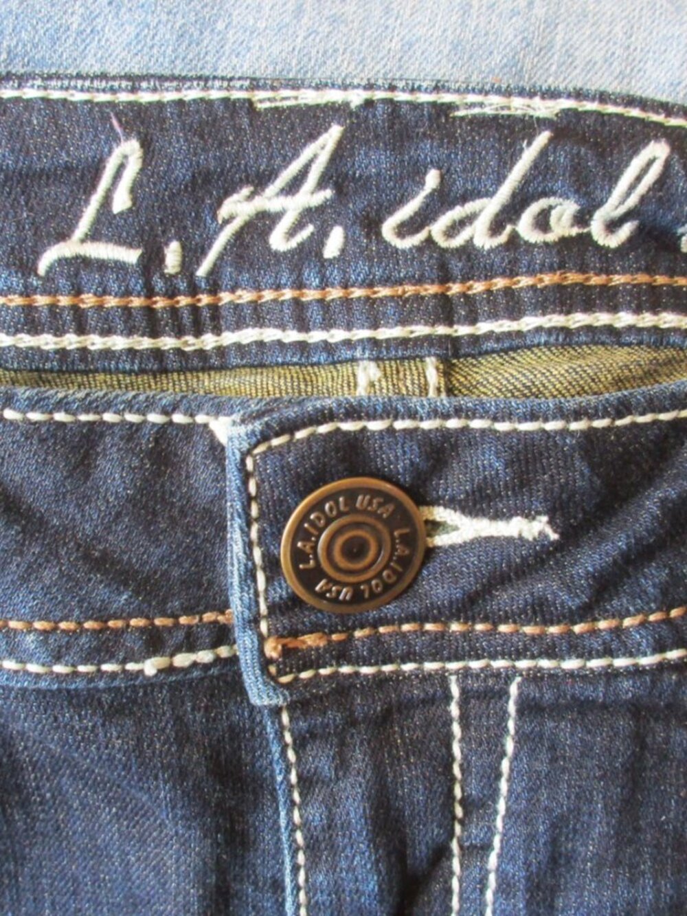 LA IDOL Jeans Size 5 Low Rise Dark Blue Skinny Denim - Picture 12 of 12